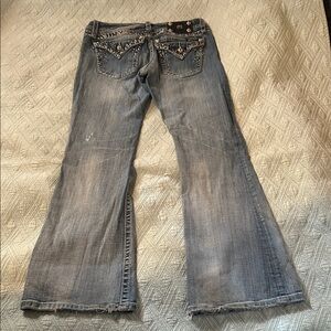 Miss Me Light Blue Flare Jeans with Stud Accents